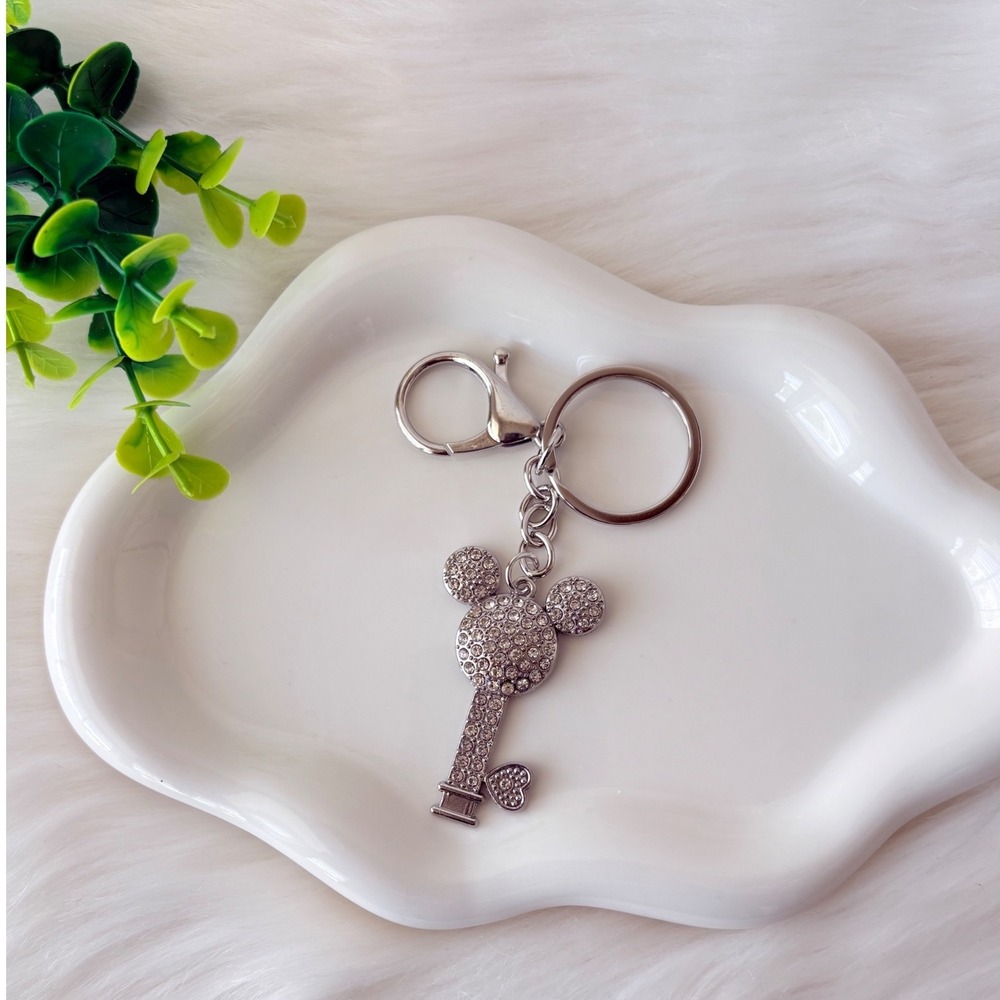 Mickey Mouse Crystal Skeleton Key Keychain/ Bag Charm
